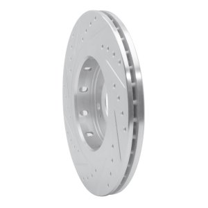 Mitsubishi Outlander PHEV Brake Rotor (1) - Front Right - R1 Concepts - Drilled & Slotted - Silver - `05-`22